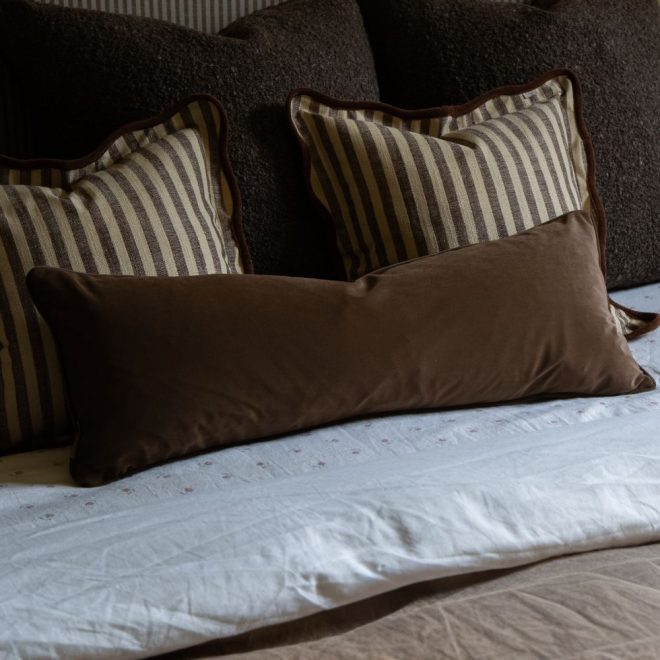 Emma Dark Brown Velvet Bolster Cushion 80×30