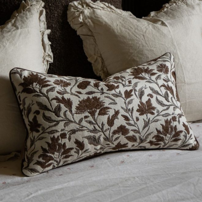 Thea Brown Print Cushion 50×30