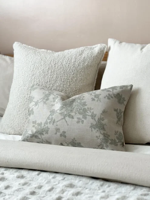 Francesca Sage Green Floral Cushion 50x30cm